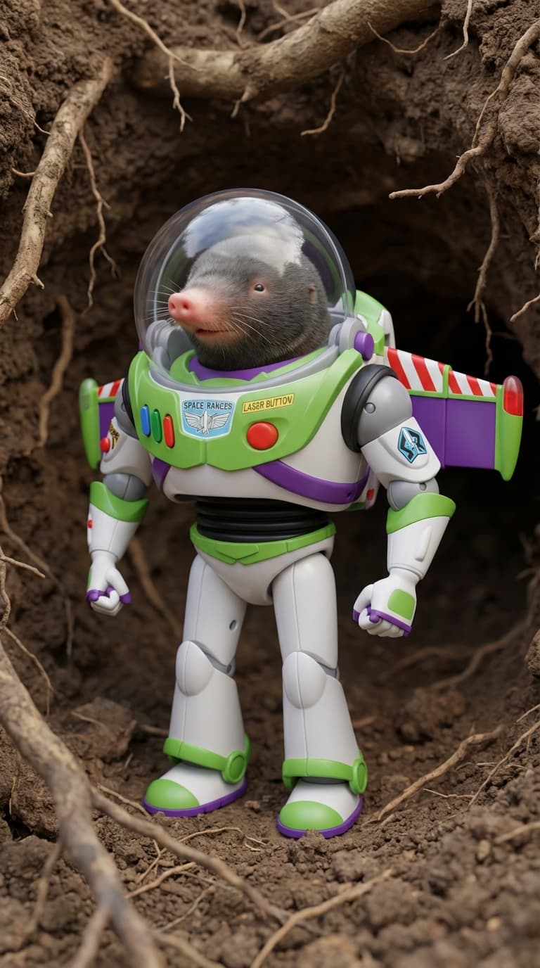 Крот в костюме Базза Лайтера
